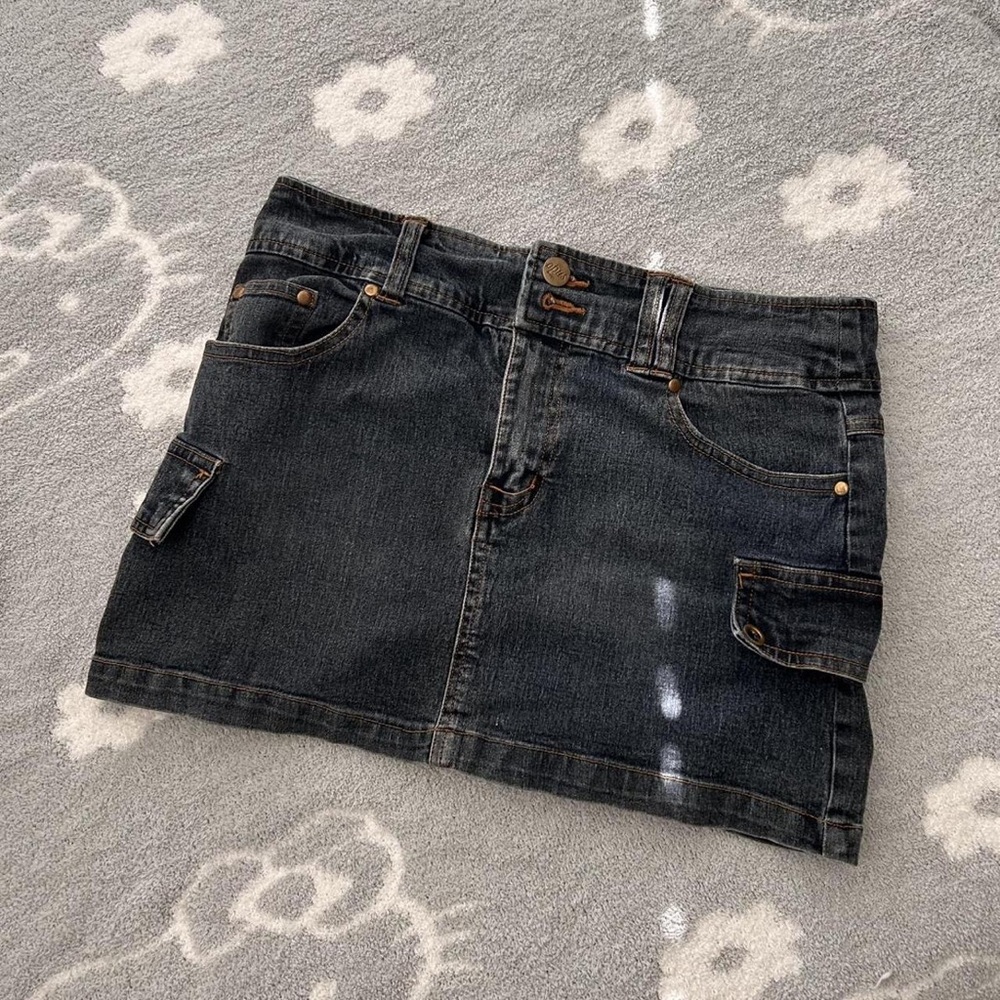 Casual Black Denim Mini Skirt